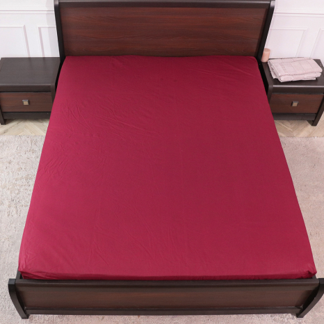 Простирадло на резинці (90*200*25) бордового кольору №661564