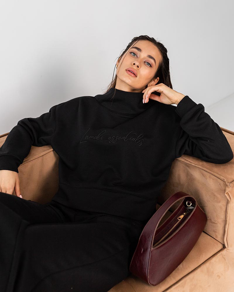 Жіночий костюм зі штанами палаццо (Розмір S) чорний №205_0020