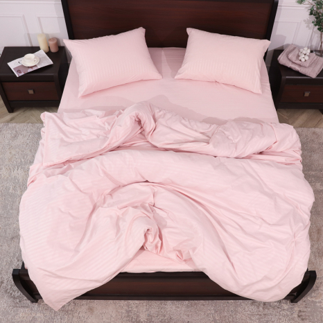 Полуторный набор постельного белья 150*220 из микрофибры в полоску №206002 Черешенка™