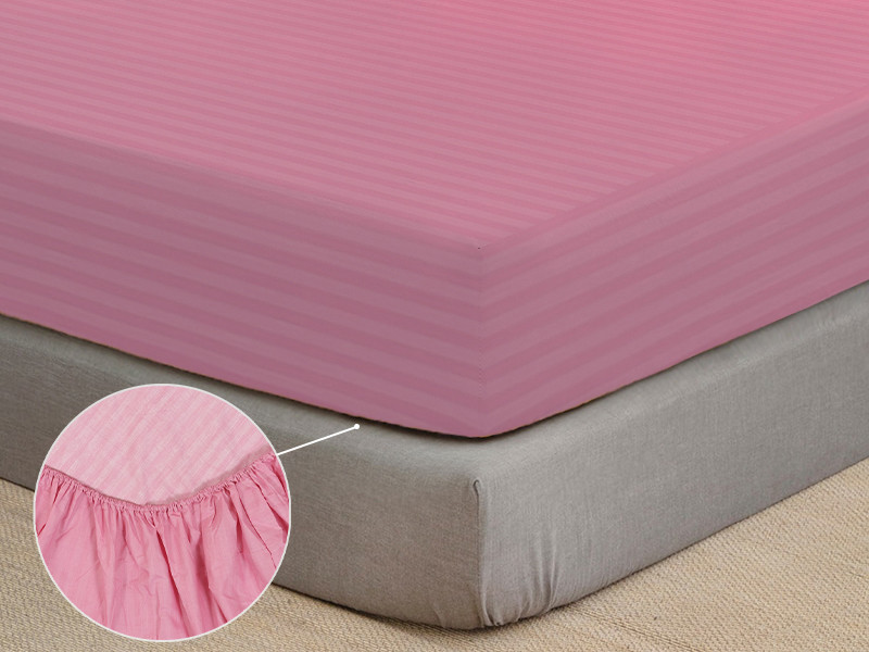 Простирадло на резинці (160*200*25) рожева смужка №10055