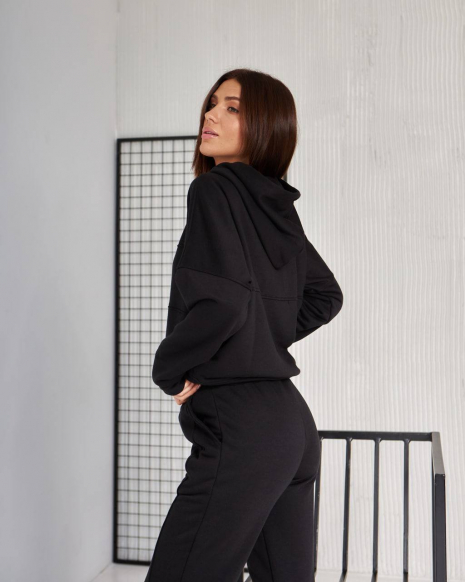 Жіночий спортивний костюм з капюшоном (Розмір S) чорний №20222160