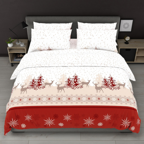 Полуторний набір постільної білизни 150*220 із Бязі "Gold" №157973red Черешенка™