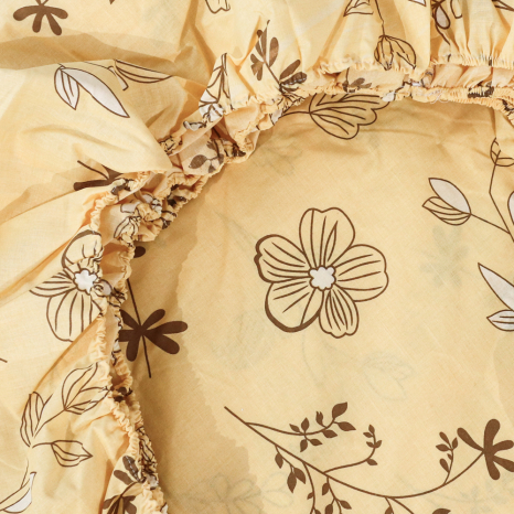 Простирадло на резинці (160*200*25) жовте з квітковим принтом №665340