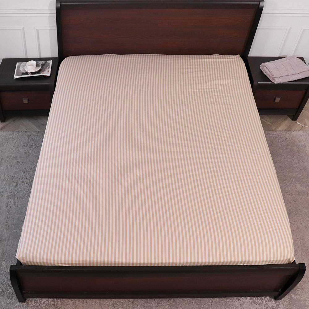 Простирадло на резинці (90*200*25) бежева смужка №661209