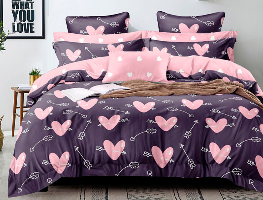 Евро макси набор постельного белья 200*220 из Сатина №8020AB Черешенка™