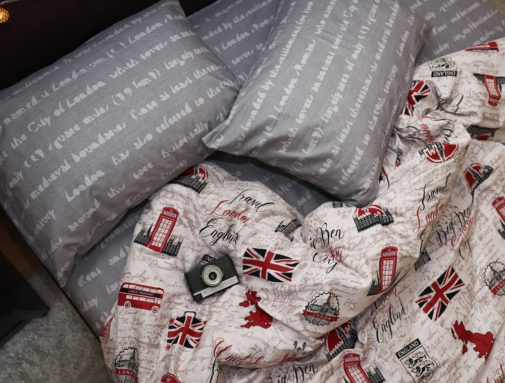 Евро макси набор постельного белья 200*220 из Сатина №022AB Черешенка™