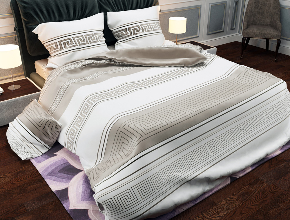 Тканина для постільної білизни Бязь "Gold" Lux "Грецький принт (смужка)" GL937