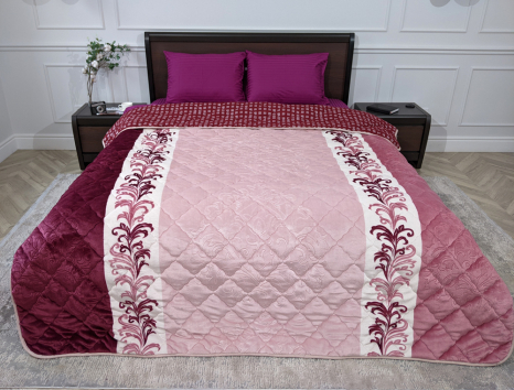 Двуспальное флисовое стёганое покрывало №55046
