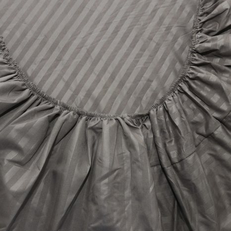 Простирадло на резинці (120*200*25) сіра смужка №7755