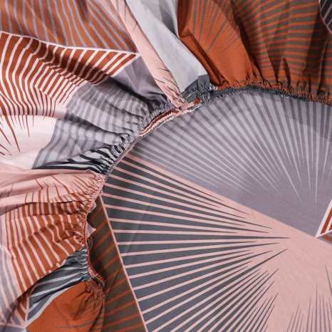 Простынь на резинке (160*200*25) серая с геометрическим принтом №662606