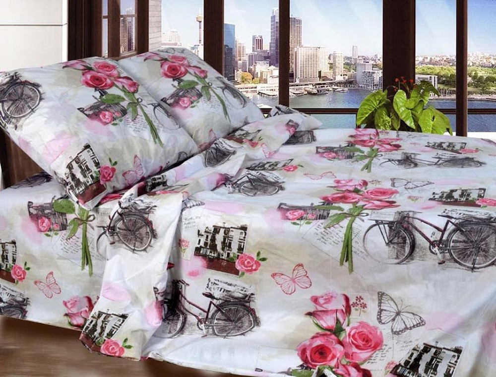 Євро-максі набір постільної білизни 200*220 із Бязі "Gold" з простирадлом на резинці №147237 Черешенька™