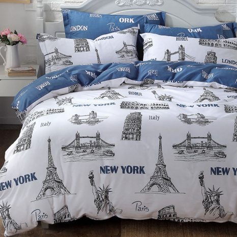 Тканина для постільної білизни Бязь "Gold" Lux "Пам'ятники архітектури світу" GL1404 (A+B) - (50м+50м)