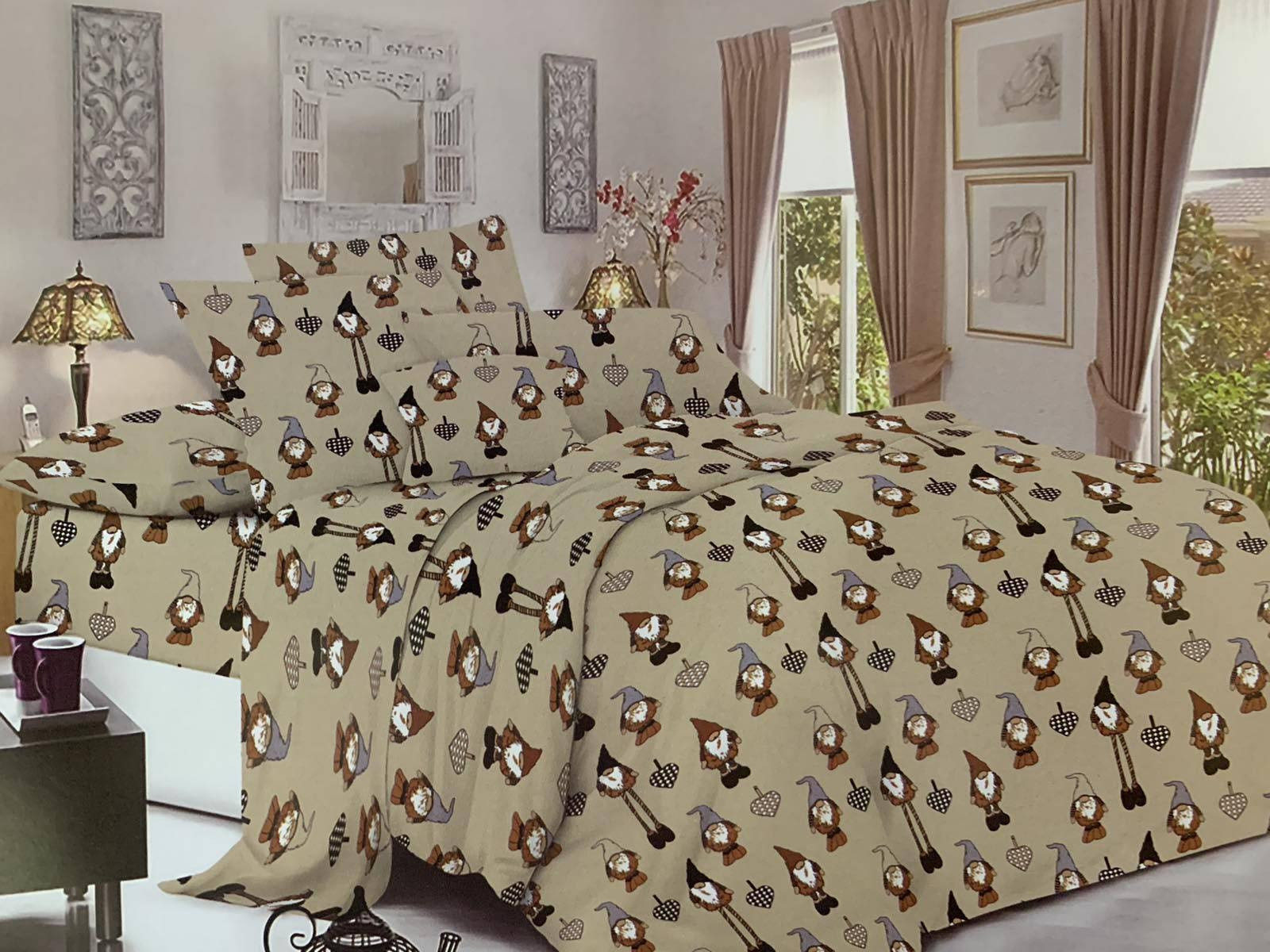 Тканина для постільної білизни Фланель (байка) FL4215beige