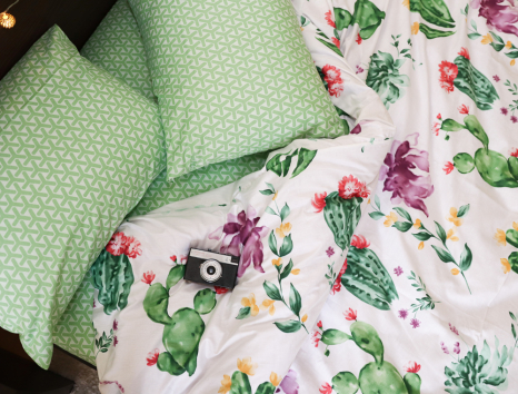 Двуспальный набор постельного белья 180*220 из Сатина №004AB Черешенка™