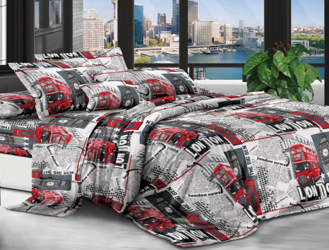 Євро набір постільної білизни 200*220 із полікотону №207846 Черешенька™