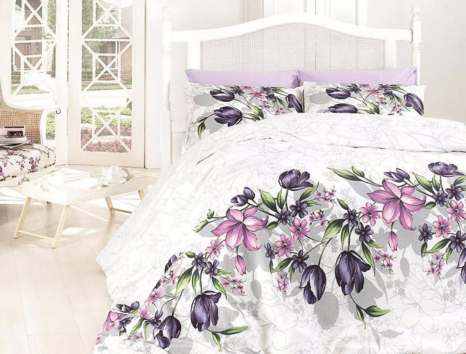 Полуторний набір постільної білизни 160*220 із Ранфорсу Riella Lila First Choice™