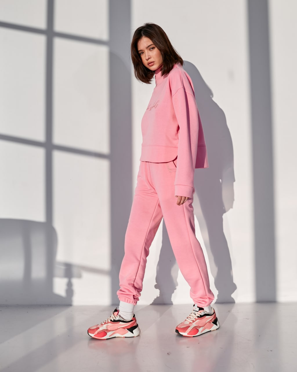 Жіночий костюм із джогерами (Розмір S) рожевий №215_0021
