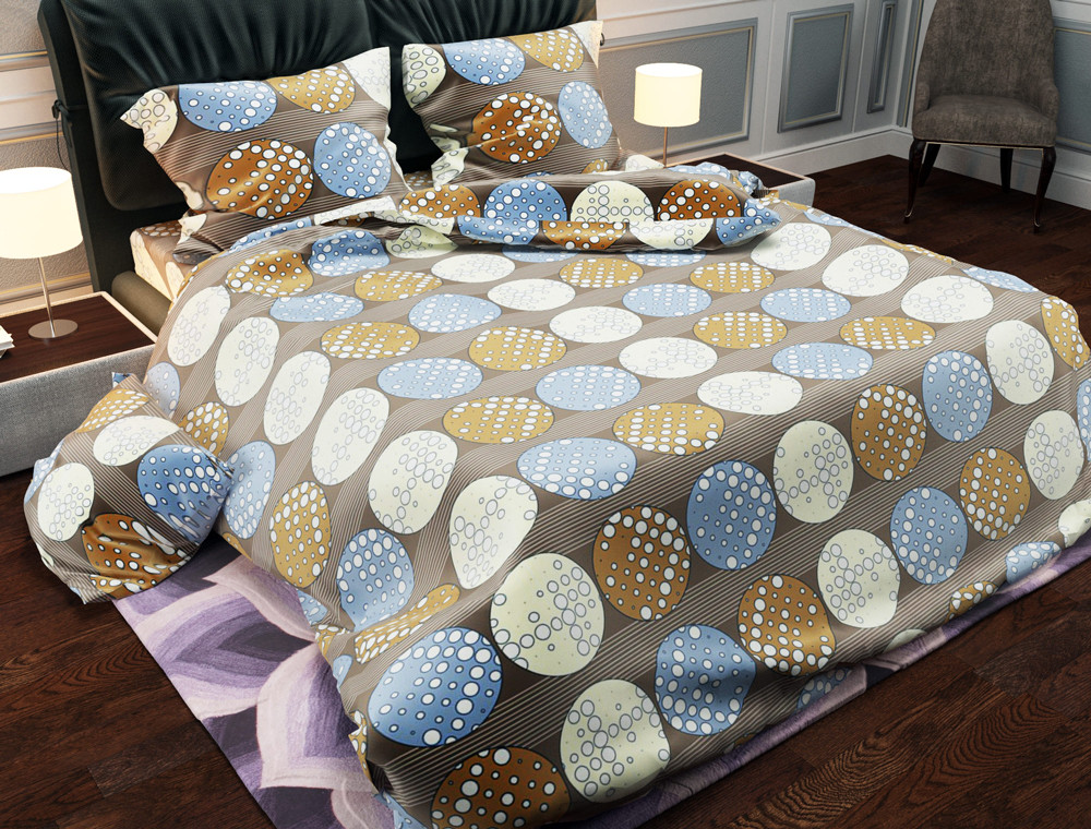 Ткань для постельного белья Бязь "Gold" Lux "Геометрический принт (круги)"  GL816.