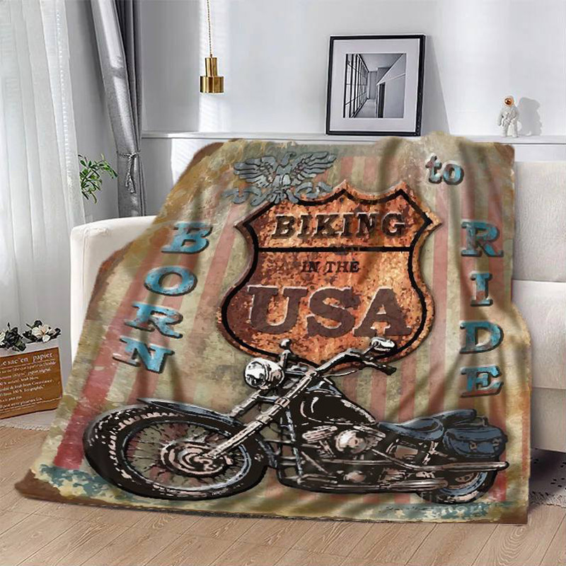 Плед з 3D-принтом 135*160 "Мотоцикл Вінтаж" №20222330