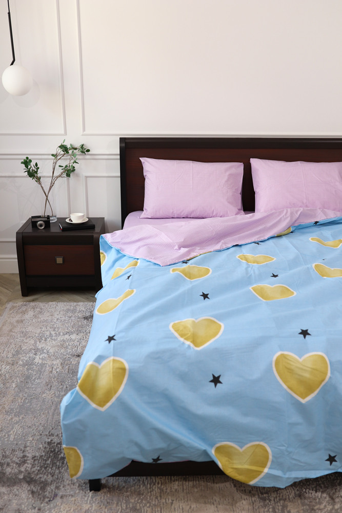 Двоспальний набір постільної білизни 180*220 із Бязі "Gold" №15149AB Черешенка™