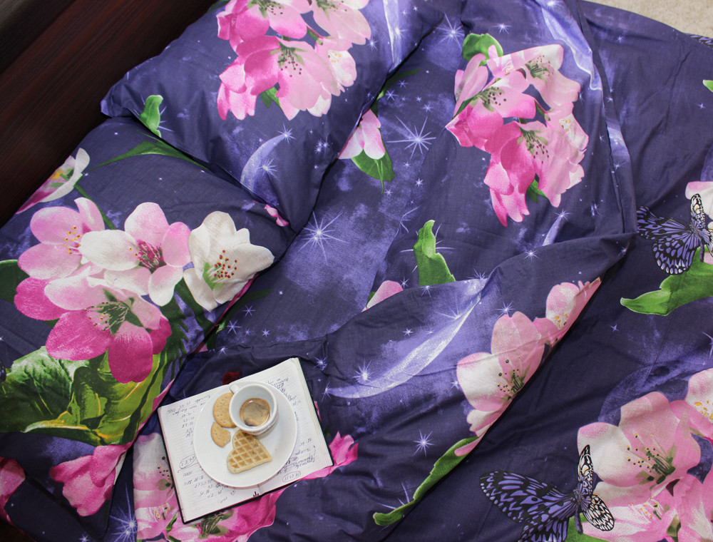 Семейный набор хлопкового постельного белья из Бязи "Gold" №15671 Черешенка™