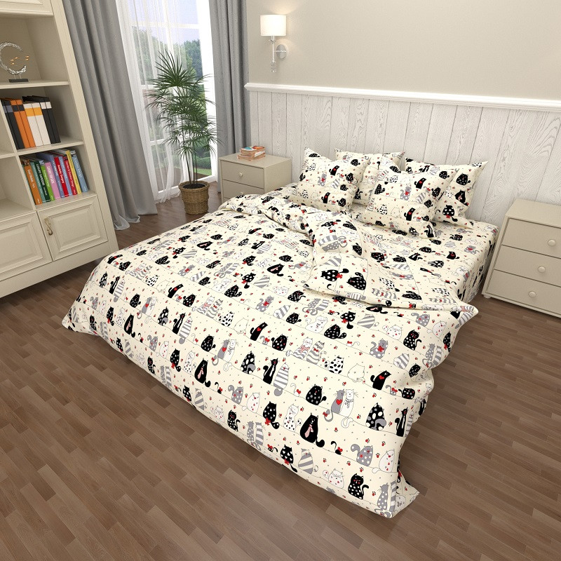 Ткань для постельного белья Бязь "Gold" Lux детская "Котики"  GLB135