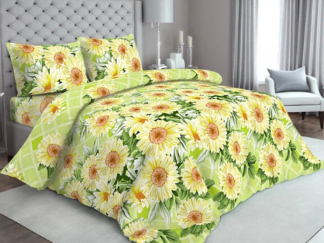 Тканина для постільної білизни Бязь "Gold" Lux GL136green