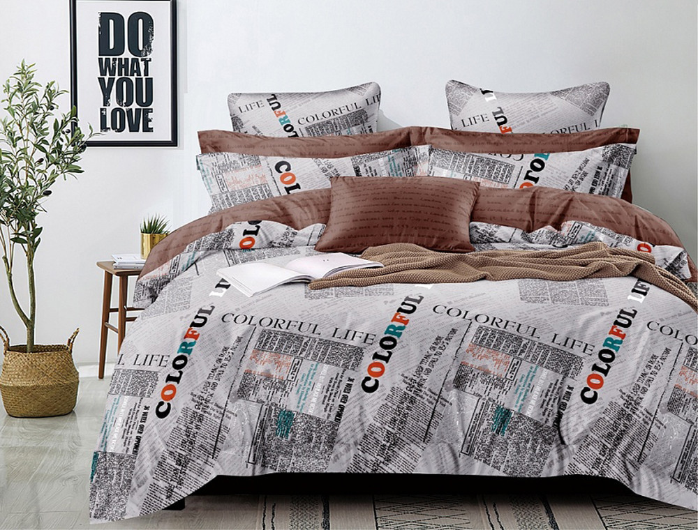 Семейный набор хлопкового постельного белья из Сатина №050AB Черешенка™