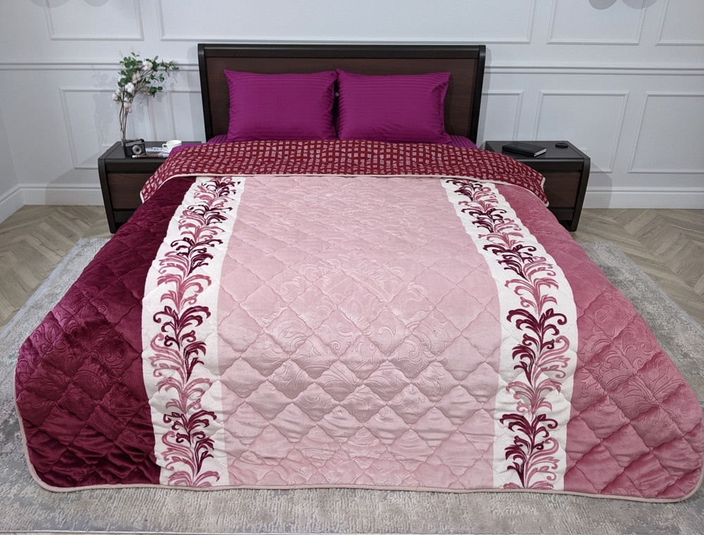 Полуторное флисовое стёганое покрывало №55045