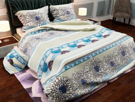 Ткань для постельного белья Бязь "Gold" Lux "Небесные цветы" GL857