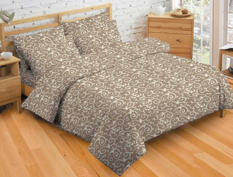 Тканина для постільної білизни Бязь "Gold" "Вихровий рух" GLL13015brown-beige