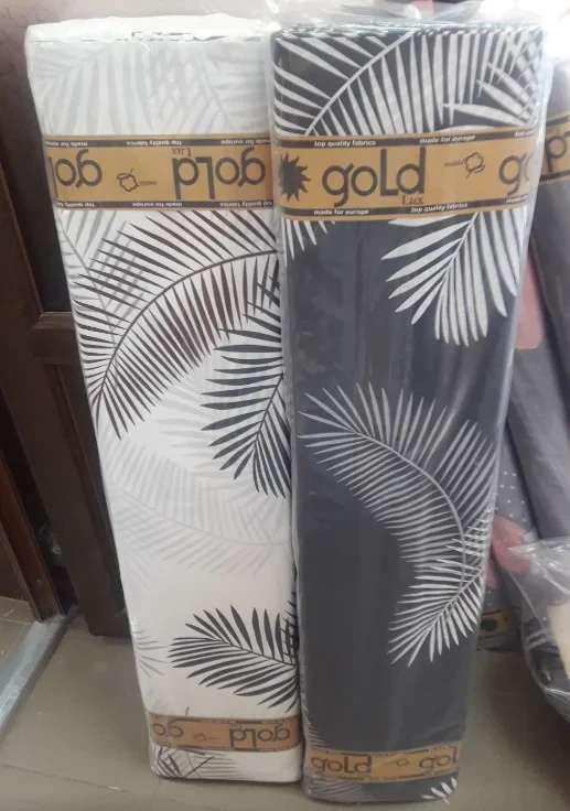 Ткань для постельного белья Бязь "Gold" Lux "Пальмовые ветки" GL1240 (A+B) - (50м+50м)