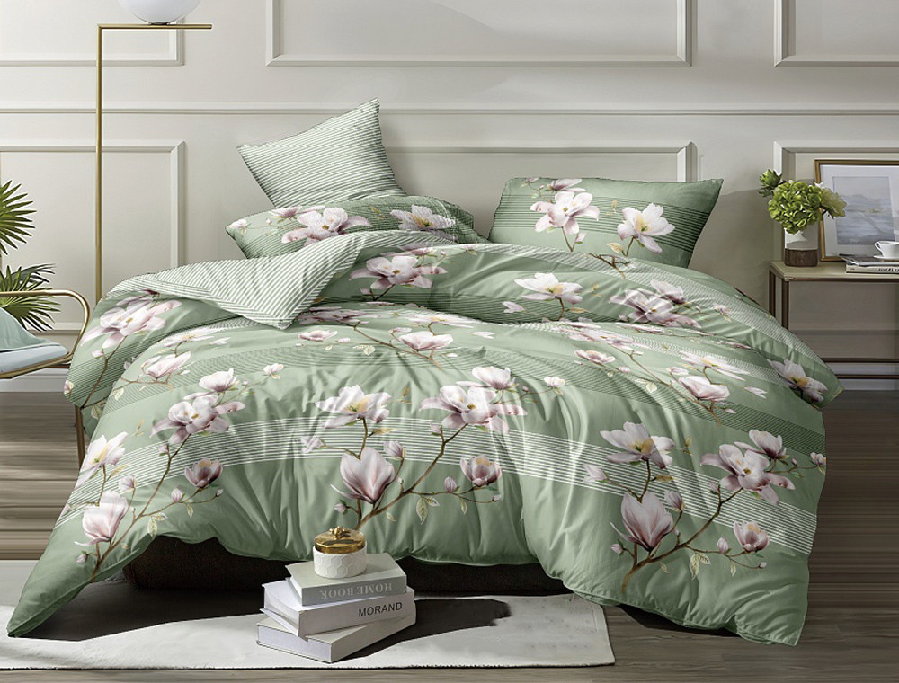 Євро-максі набір постільної білизни 200*220 із Сатину №1777 Черешенка™