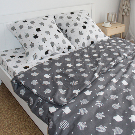 Євро-максі набір постільної білизни 200*220 із Бязі "Gold" з простирадлом на резинці №144074AB Черешенка™