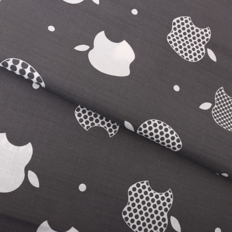 Ткань для постельного белья Бязь "Gold" Lux "Apple (белый, серый)" GL1117