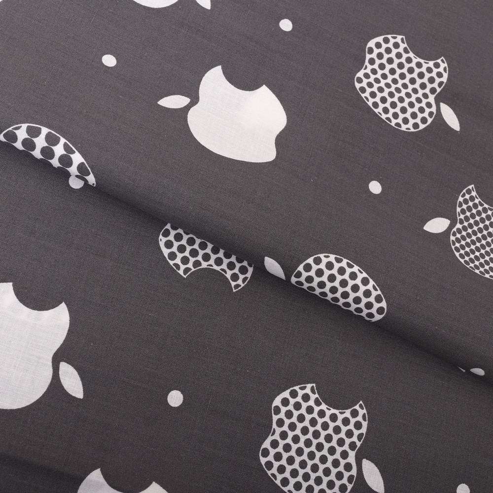 Ткань для постельного белья Бязь "Gold" Lux "Apple (белый, серый)" GL1117