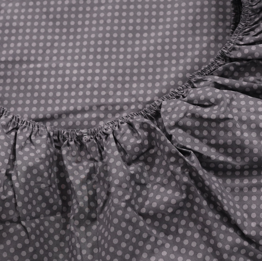 Простирадло на резинці (140*200*25) горошок на сірому №665099