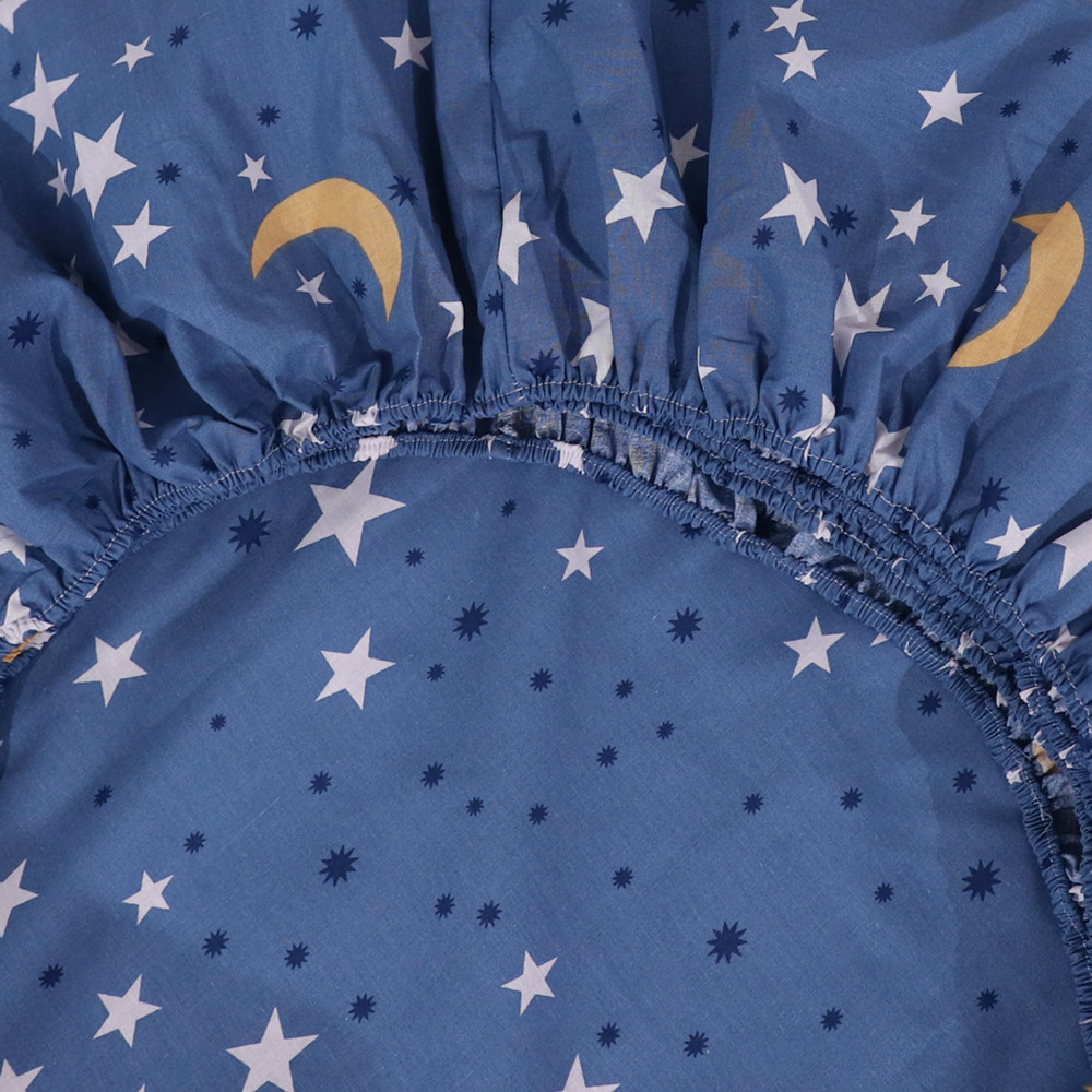 Простирадло на резинці (160*200*25) синє з принтом зірок №668174