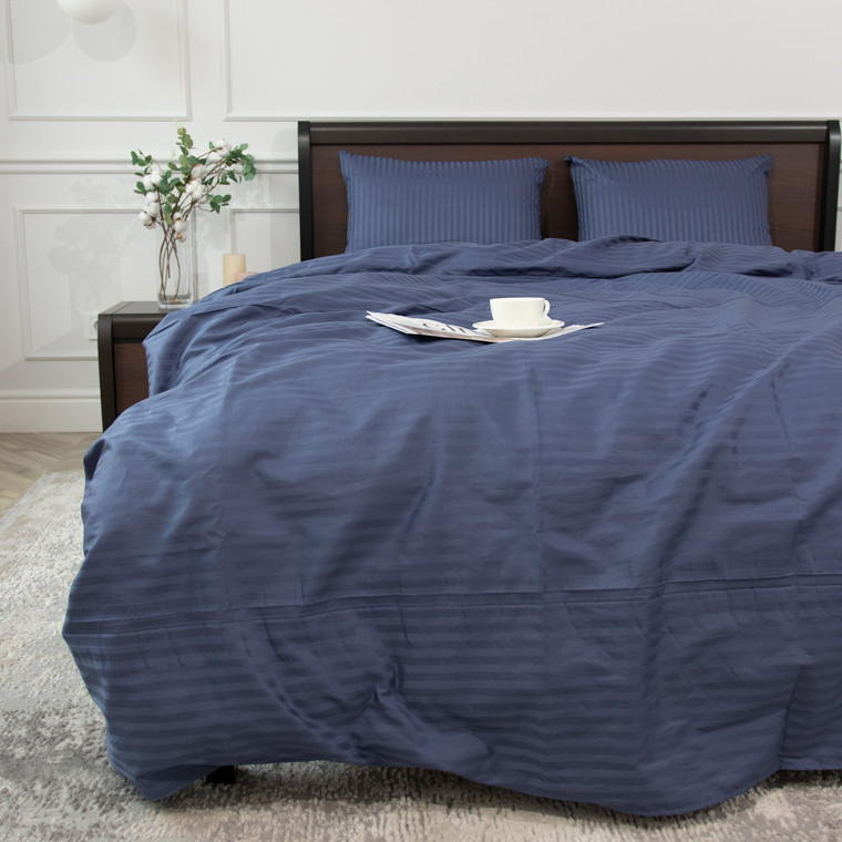 Двоспальний набір постільної білизни 180*220 зі Страйп Сатину №503928 Черешенка™