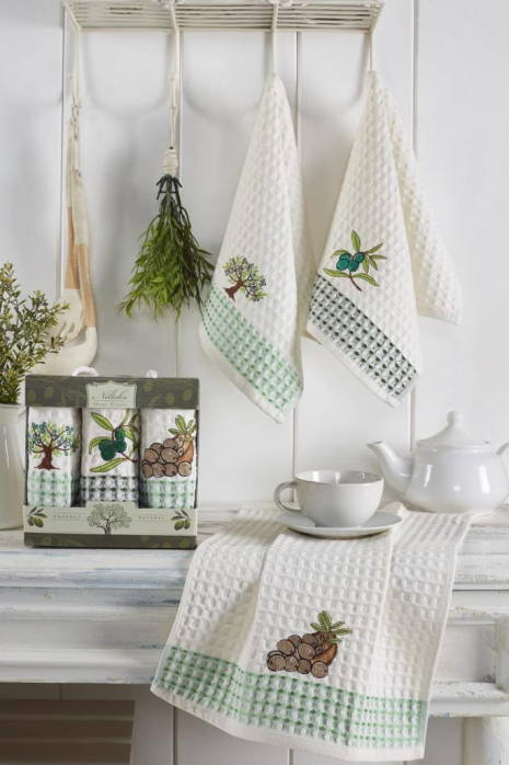 Набор кухонных полотенец Nilteks Gualite Zeytin 35*50 (3 шт)