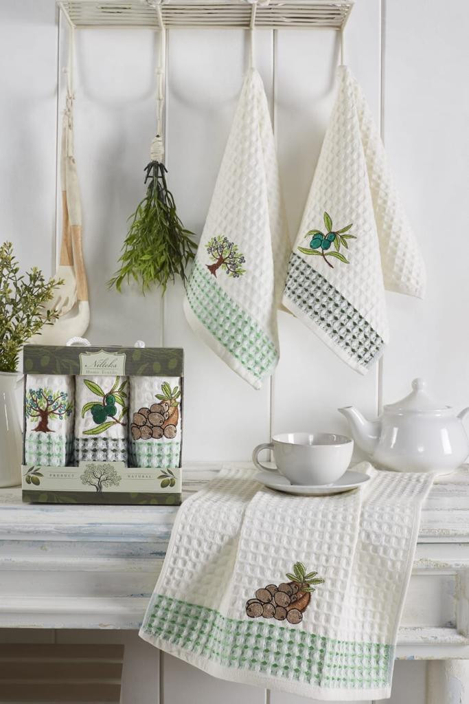 Набор кухонных полотенец Nilteks Gualite Zeytin 35*50 (3 шт)