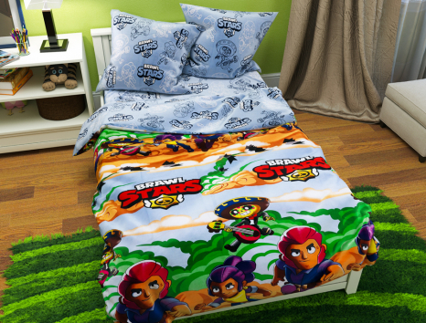 Ткань для постельного белья Бязь "Gold" Lux детская "Звездные бои" GLB4502-2 (A+B) - (50м+50м) (мелкий)