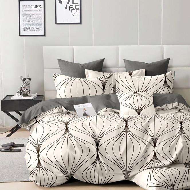 Сімейний набір постільної білизни із Бязі "Gold" з простирадлом на резинці №145041AB Черешенка™