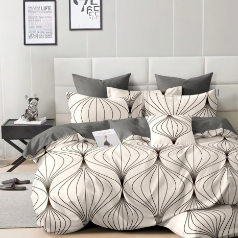 Сімейний набір постільної білизни із Бязі "Gold" з простирадлом на резинці №145041AB Черешенка™