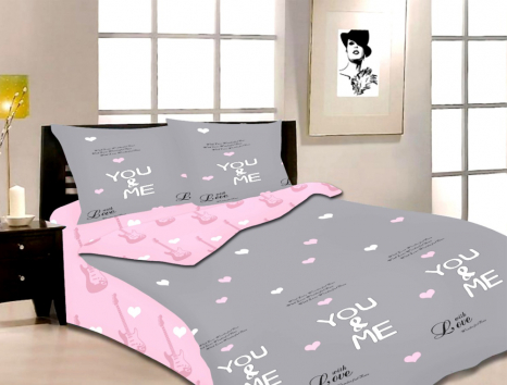 Ткань для постельного белья Бязь "Gold" Lux "Любовь для тебя" GL1635 (A+B) - (50м+50м)