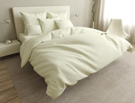 Ткань для постельного белья Бязь "Gold" Lux с ромбами GL123beige (50м)