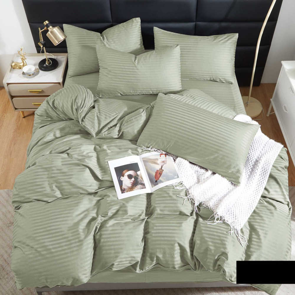 Двоспальний набір постільної білизни 180*220 зі Страйп Сатину №54020