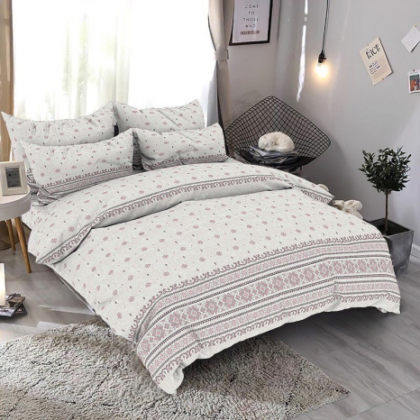 Тканина для постільної білизни Бязь "Gold" Lux "Червоний орнамент" GL981grey