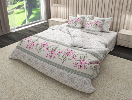 Полуторный набор постельного белья 150*220 из Сатина №3224 Черешенка™