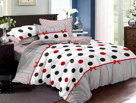 Сімейний набір постільної білизни із Бязі "Gold" з простирадлом на резинці №143053 Черешенька™